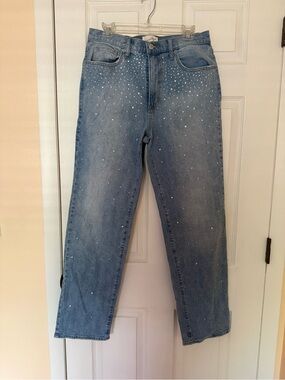 Universal Thread High Rise 90’s Straight-Leg Jeans with Crystal Embellishments